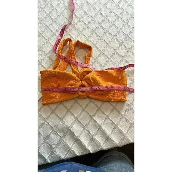 Revel Rey Womens Size Medium Shea Bikini Top Cara Cara Orange Croc Halter New - Picture 8 of 8